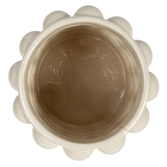 Hello Honey® White Raised Dots Stoneware Canister with Acacia Wood Lid